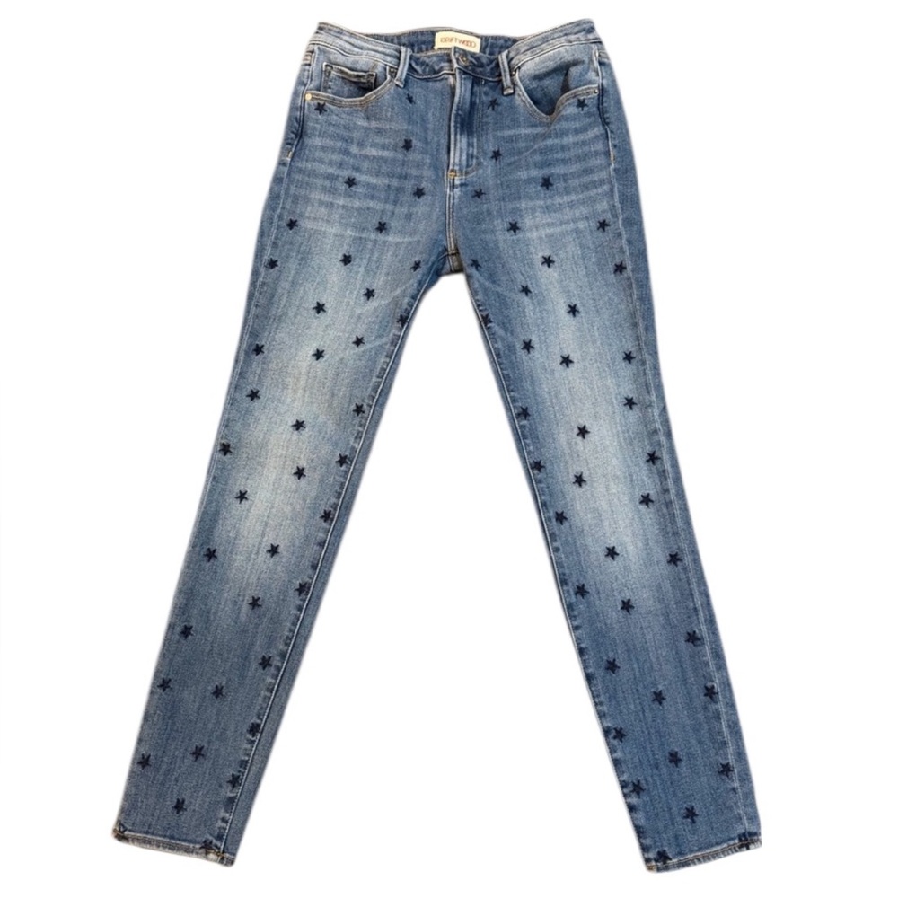Driftwood Jackie High-Rise Straight Leg Jeans Star Embroidery Size 27